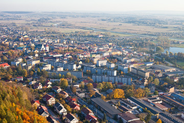 aerial view of Pinczow city suburbs in Poland