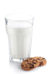Glass of milk with cookies