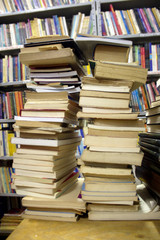 Piled books