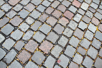 Brown and grey road paving stones