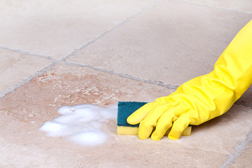cleaning tile with sponge