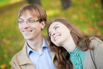 Fototapeta premium Young loving couple together outdoors
