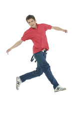 Happy young man jumping