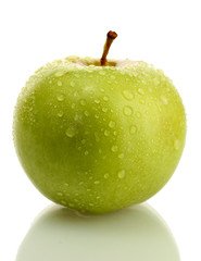 Ripe green apple isolated on white