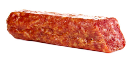 Tasty sausage isolated on white