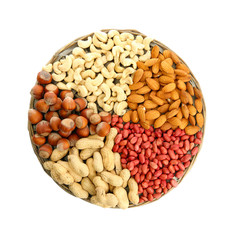 assortment of tasty nuts, isolated on white