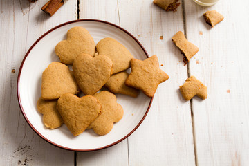 Snacking Christmas gingerbread on a plate