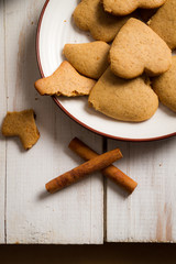 Closeup of gingerbread cookies on a plate