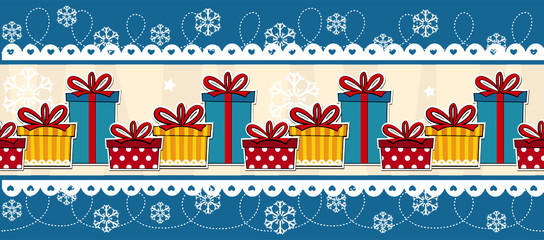 xmas banner gift boxes