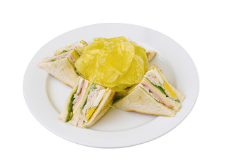 A tasty of club sandwiches isolates on white