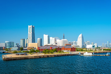 View of the Marina in Yokohama seaside from Osanbashi Pier.