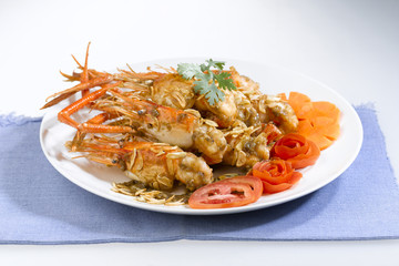 Deep fried shrimps with pepper a Thai food menu