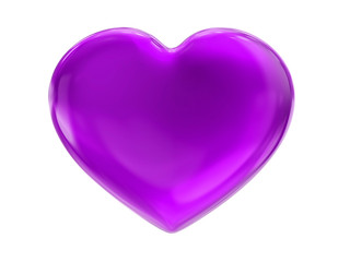 violet heart on white bg