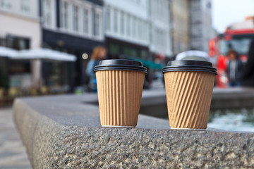 coffee cups in the city