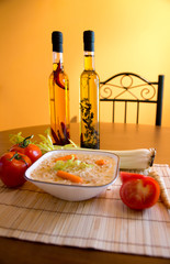 Chicken soup with olive oil