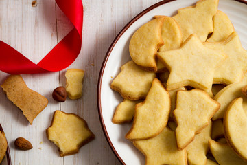 Close-up on Christmas cookies on a plate