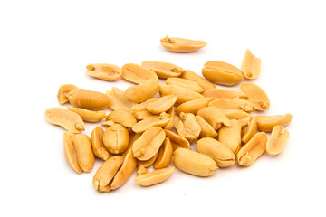 Processed pea nuts isolated on white background