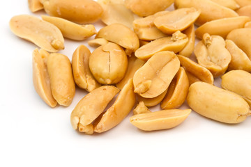 Processed pea nuts isolated on white background