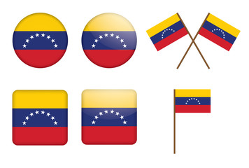 set of badges with flag of Venezuela vector illustration