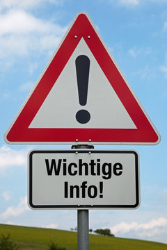 Achtung-Schild WICHTIGE INFO!
