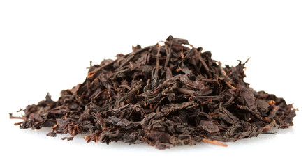 aromatic black dry tea, isolated on white