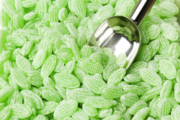 green hard candy with shovel