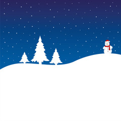 Fototapeta na wymiar Weihnachten - Hintergrund - Bäume - Schneemann - Blau/weiß
