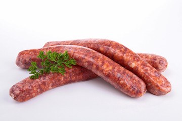 isolated raw sausage