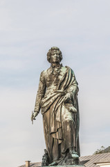 Fototapeta premium Mozart statue on Mozart Square (Mozartplatz) at Salzburg, Austri