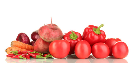 fresh red vegetables isolated on white