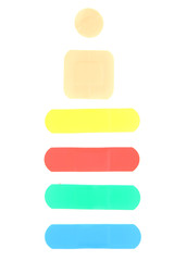 Colorful medical patches isolated on white