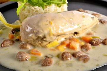 .Chicken's breast fillet with Balsamico raisin sauce.