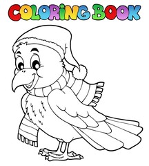 Coloring book cartoon raven