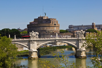 bridge over the river Tiber in Rome