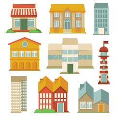 Vector set with buildings icons