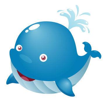 Illustration of a cute cartoon whale