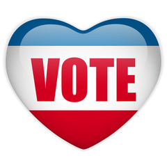 United States Election Vote Heart Button.