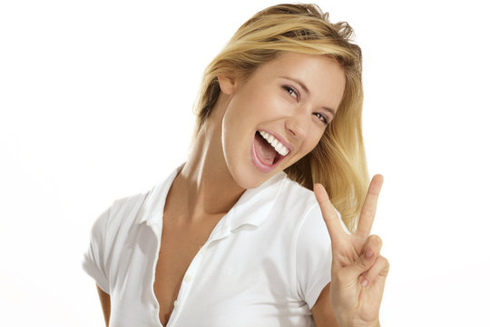 woman  with thumbs up