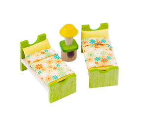 Tiny wooden bed toy furniture for children learning to decorates