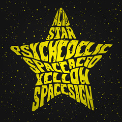 psychedelic star on a red drops background (print for t-shirts)