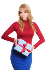 blonde and a gift box