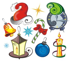 Set of Christmas elements isolated on white background