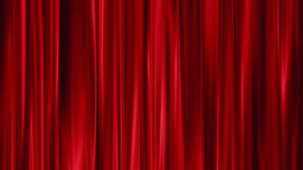 Red Curtains open, white background