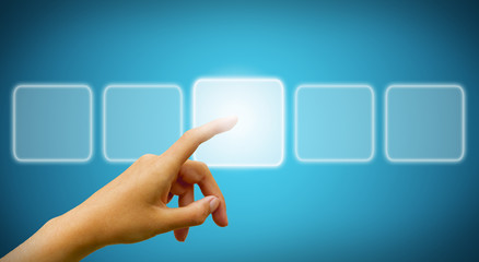 Hand of a girl touching digital screen