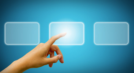 Hand of a girl touching digital screen