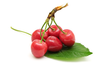sweet cherries isolated on white background
