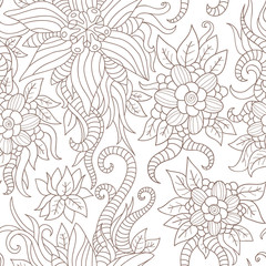 Floral seamless pattern in retro style. 10 eps vector illustrati