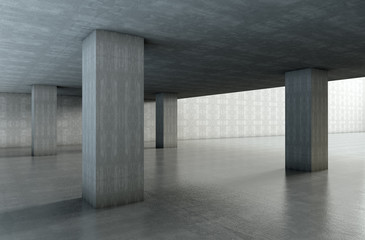 arquitectura 3d.Estructura de cemento con columnas