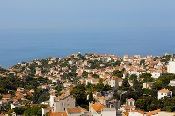 Cityscape View of Marseille on the background of the sea. France