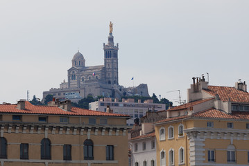 View of Marseille and basilica Notre-Dame de la Garde. France.